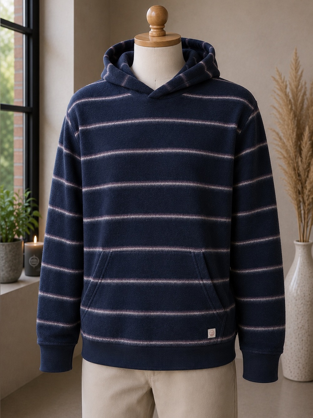 Marine Layer Portola Beach Hoodie Navy Stripe Men’s L Soft